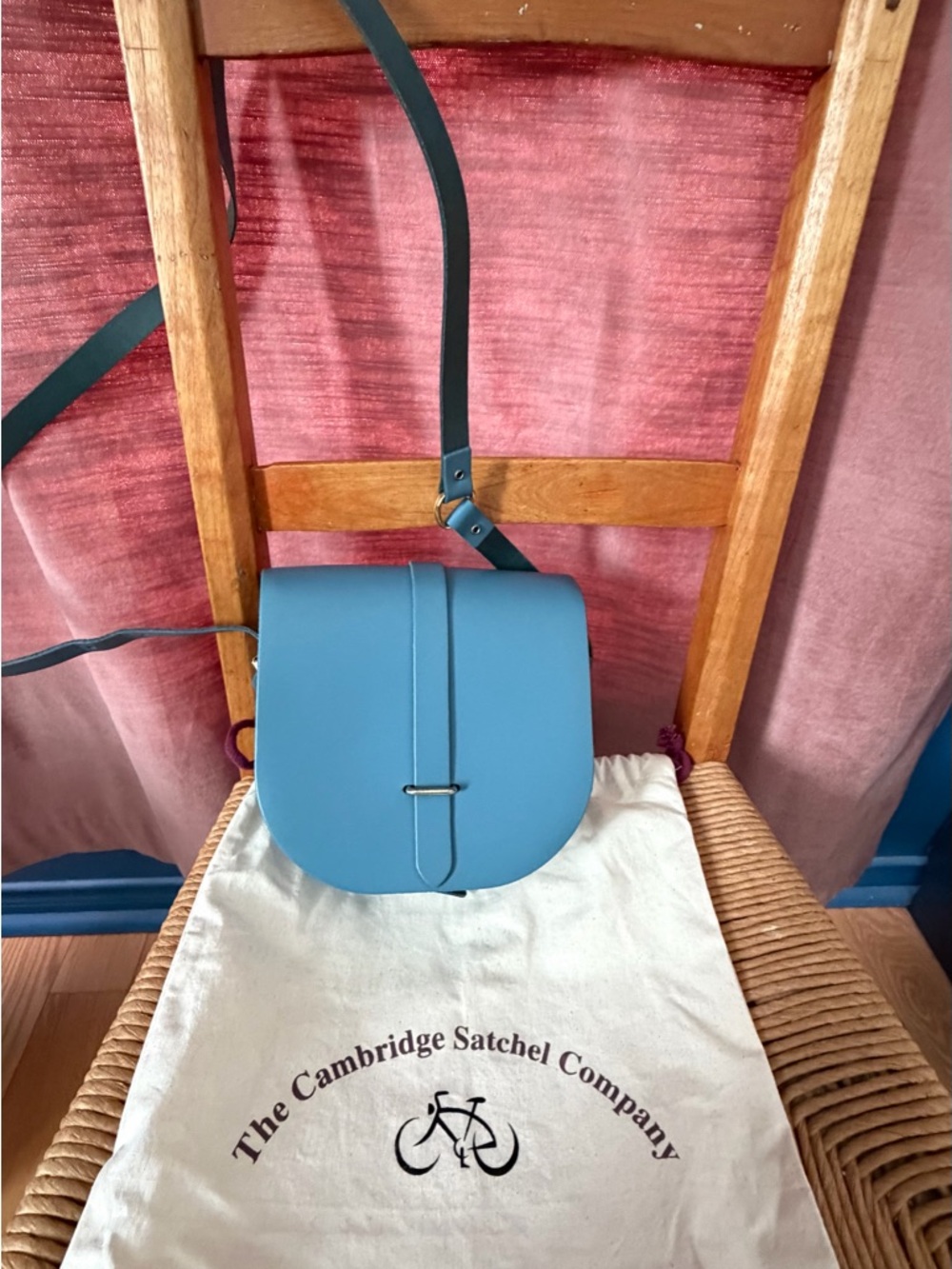 The Cambridge Satchel Company Teal Blue Leather Crossbody Saddle Bag